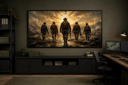 Military Canvas Print - Soldiers Walking Wall Art | Veteran Gift & Office Decor