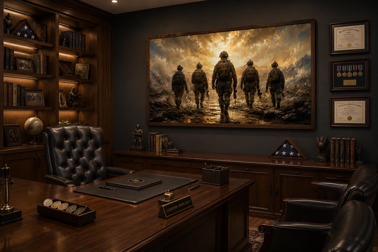 Military Canvas Print - Soldiers Walking Wall Art | Veteran Gift & Office Decor