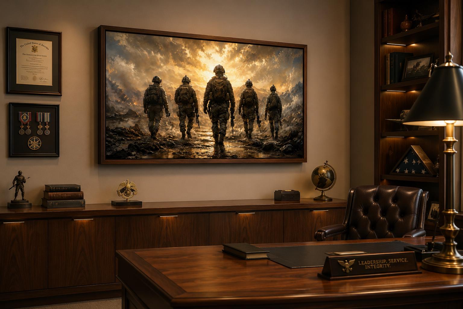 Military Canvas Print - Soldiers Walking Wall Art | Veteran Gift & Office Decor