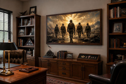 Military Canvas Print - Soldiers Walking Wall Art | Veteran Gift & Office Decor