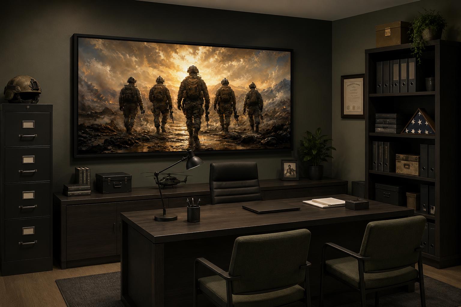 Military Canvas Print - Soldiers Walking Wall Art | Veteran Gift & Office Decor