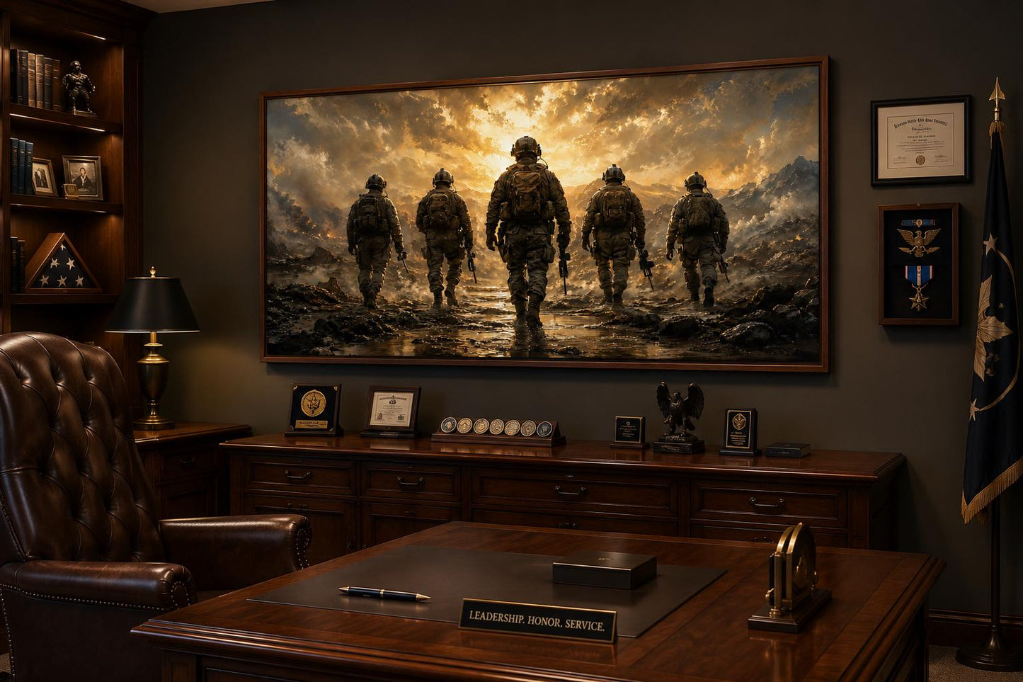 Military Canvas Print - Soldiers Walking Wall Art | Veteran Gift & Office Decor