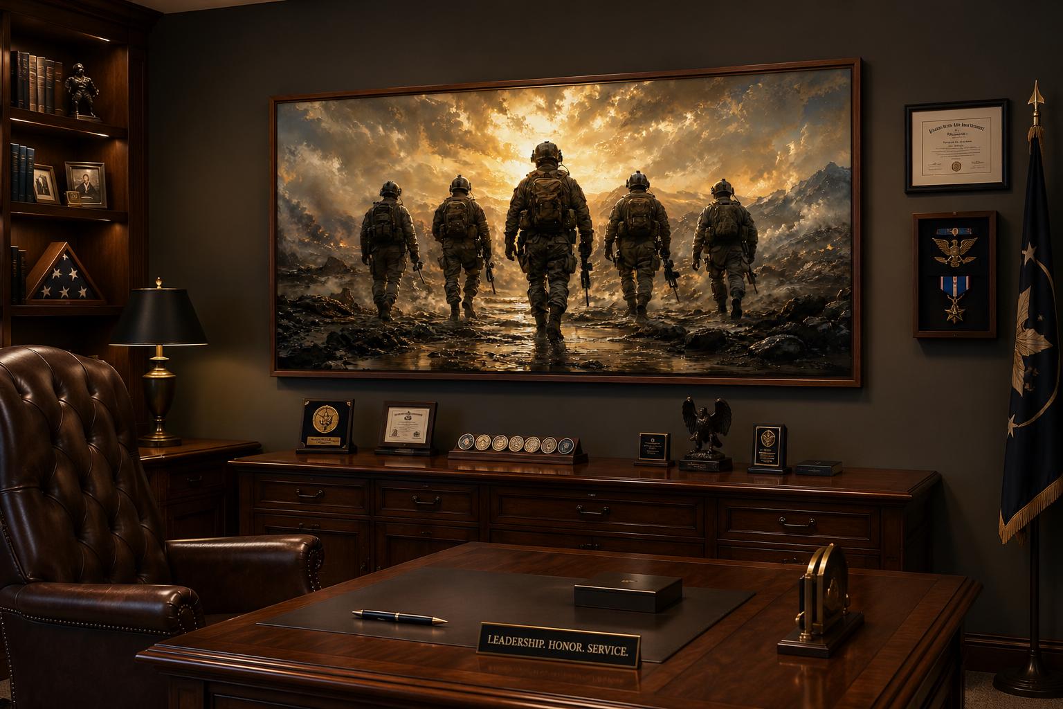 Military Canvas Print - Soldiers Walking Wall Art | Veteran Gift & Office Decor