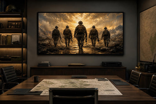 Military Canvas Print - Soldiers Walking Wall Art | Veteran Gift & Office Decor