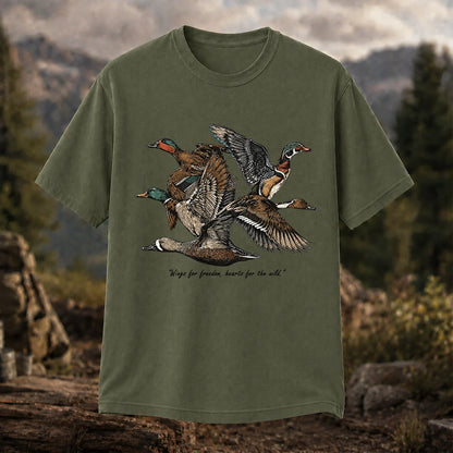 Flying Ducks T-Shirt, Vintage Waterfowl Hunting Tee