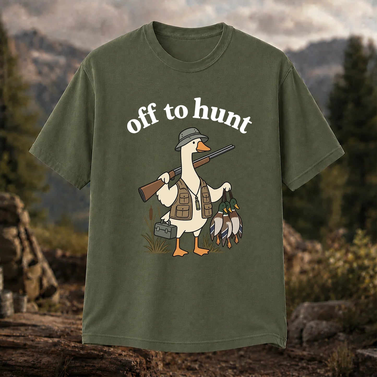 Off to Hunt T-Shirt, Funny Duck Hunter Tee