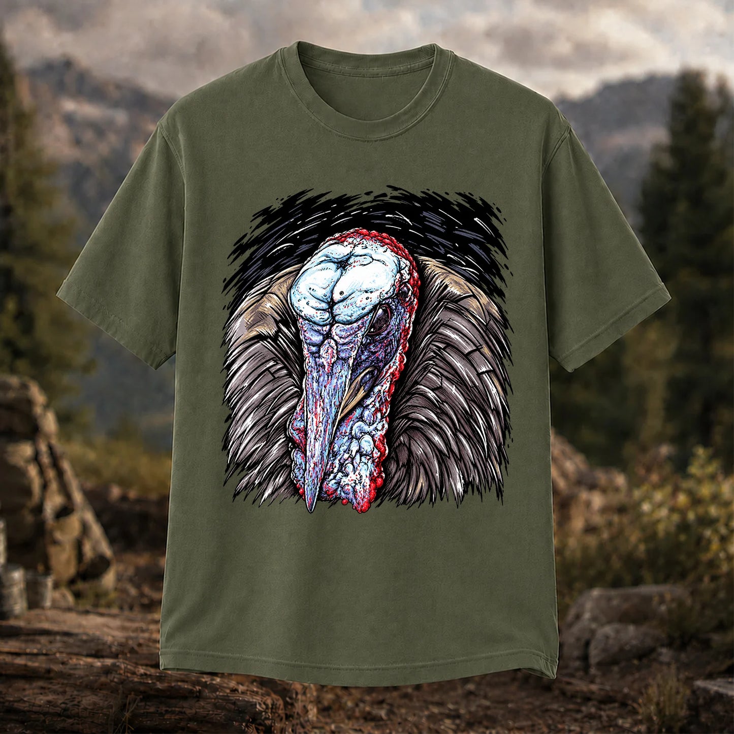 Turkey Portrait T-Shirt, Detailed Turkey Hunting Tee