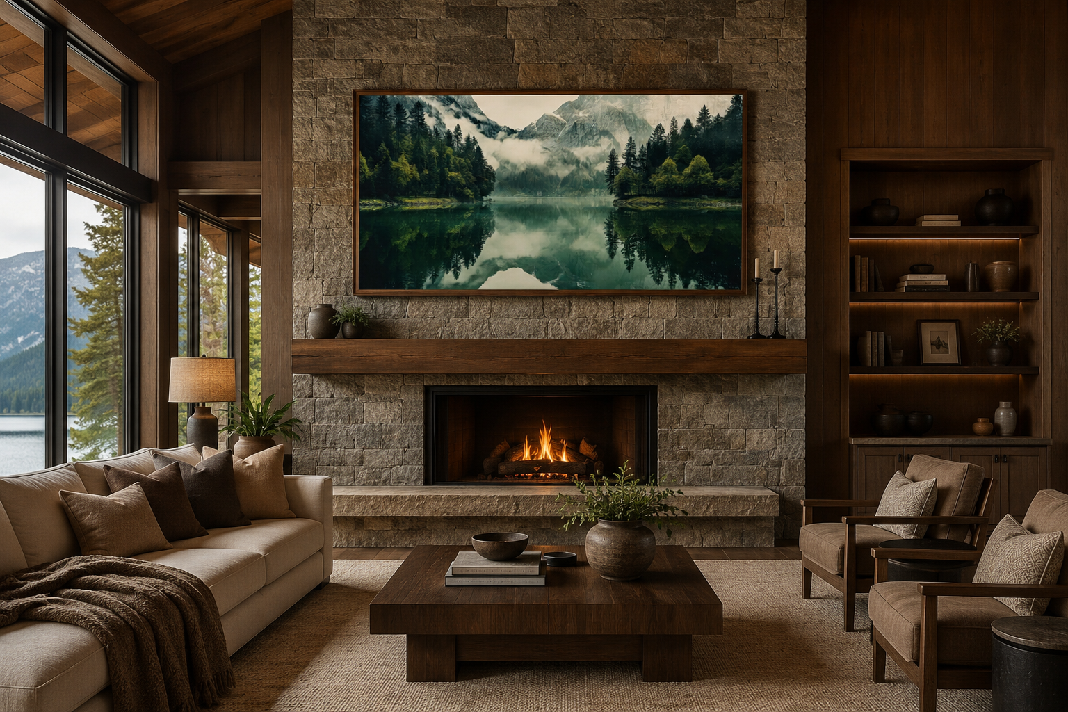 Mirror Lake And Mountains Emerald Green Nature Canvas Wall Art