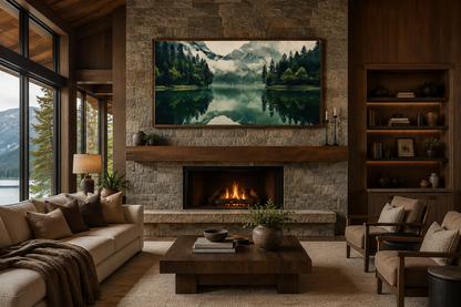 Mirror Lake And Mountains Emerald Green Nature Canvas Wall Art