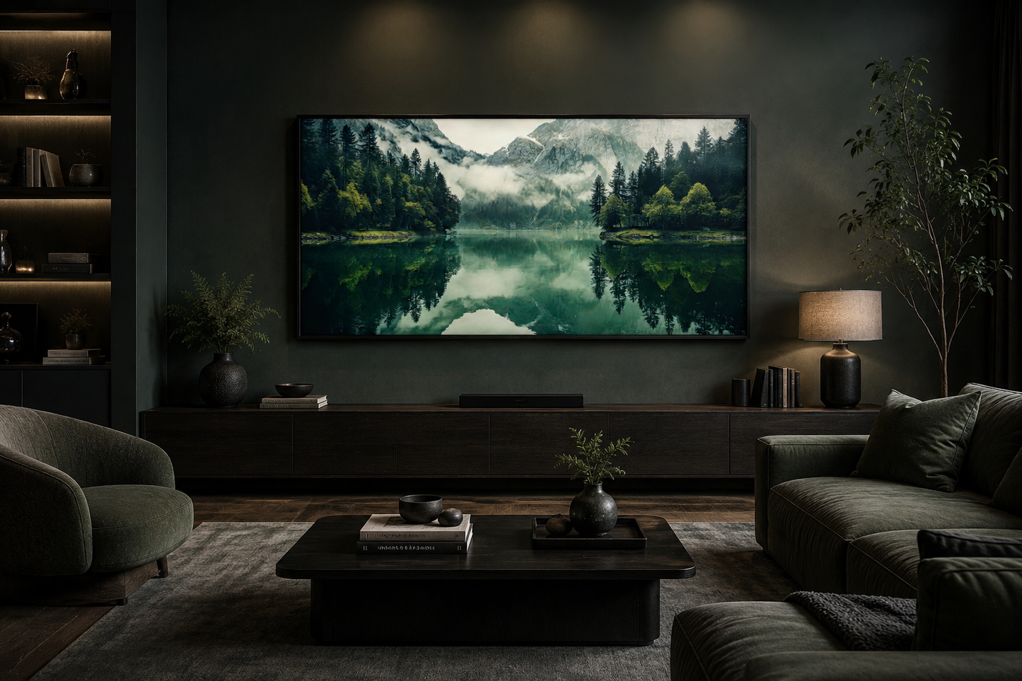 Mirror Lake And Mountains Emerald Green Nature Canvas Wall Art