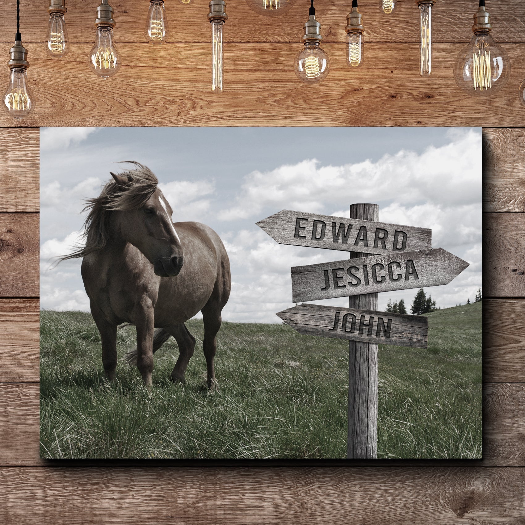 Classic Horse Family Name Sign
