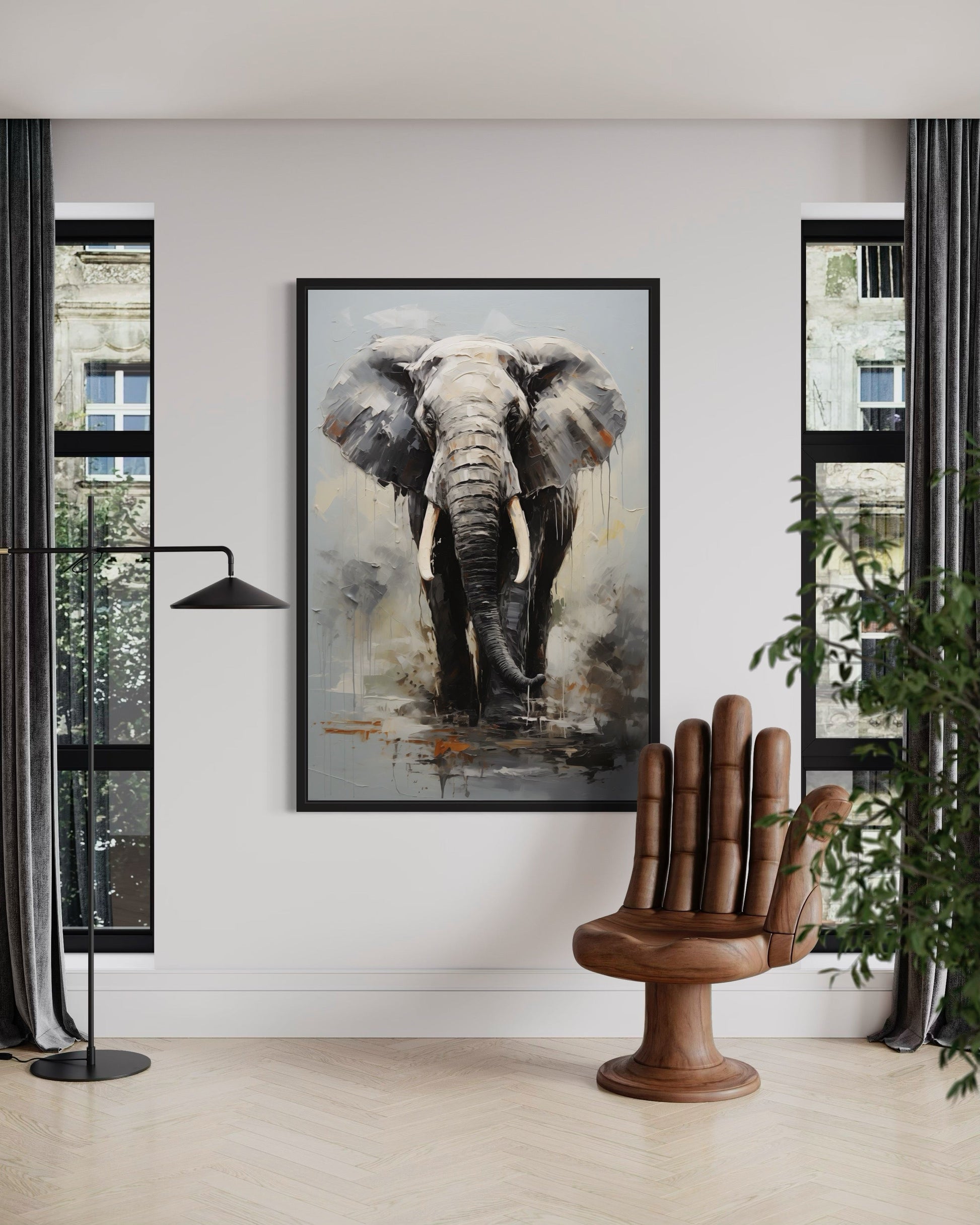Modern African Elephant Canvas Wall Art