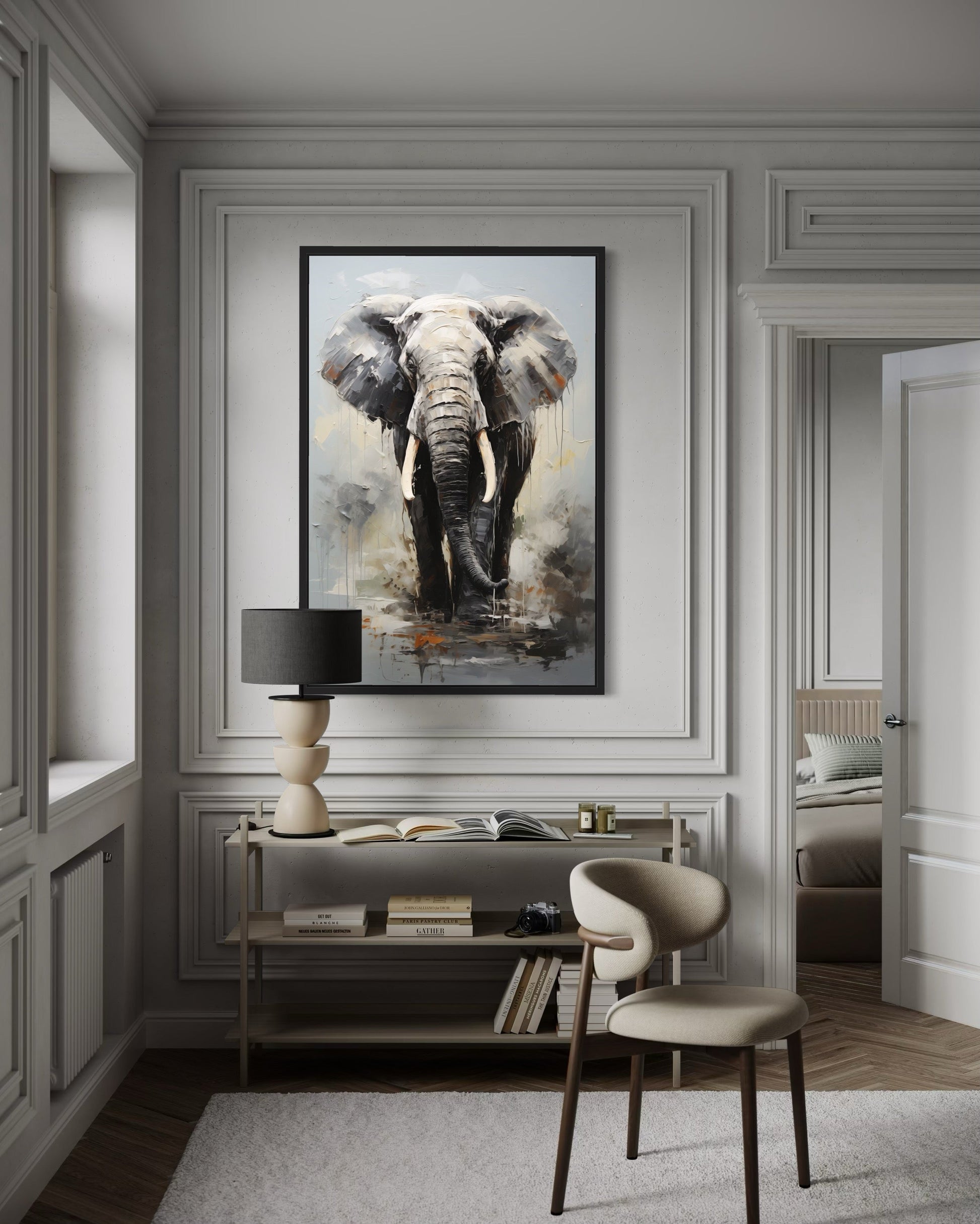 Modern African Elephant Canvas Wall Art