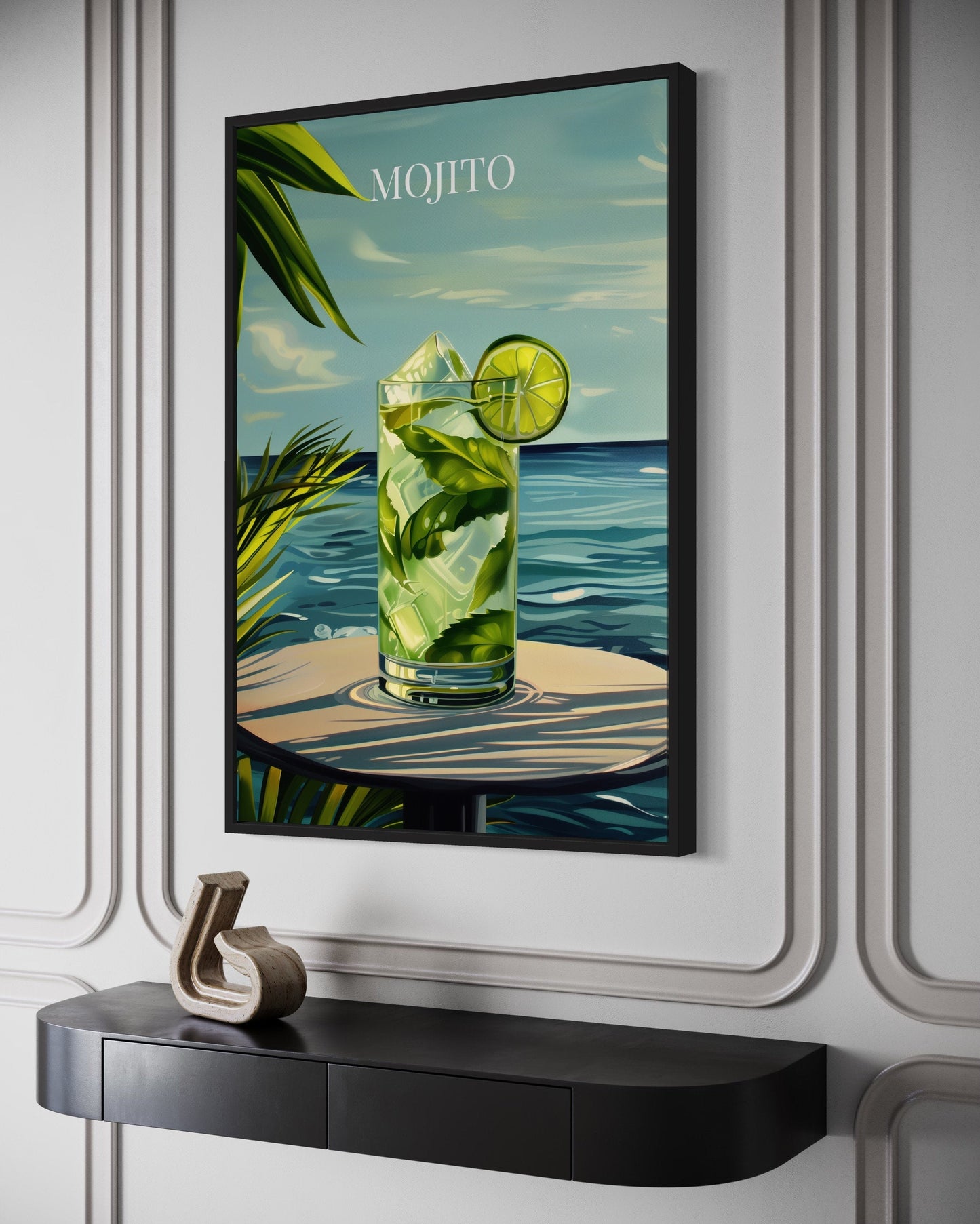 Mojito Cocktail On The Beach Art Print Canvas Wall Art