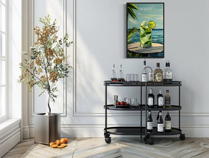 Mojito Cocktail On The Beach Art Print Canvas Wall Art