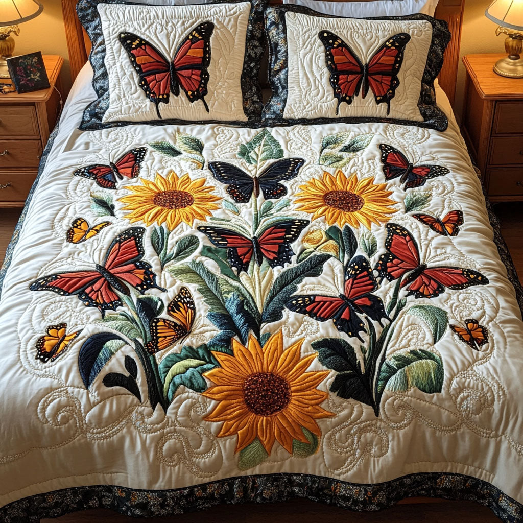 Monarch Meadow 3-Piece Quilted Bedding Set - Single (59" x 70")