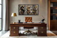 Money Wall Art – Gold Coin Canvas, Executive Office Decor & Modern Masculine Art for Men