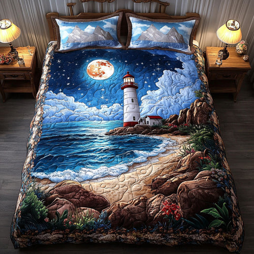 Moonlit Shores 3-Piece Quilted Bedding Set - Single (59" x 70")