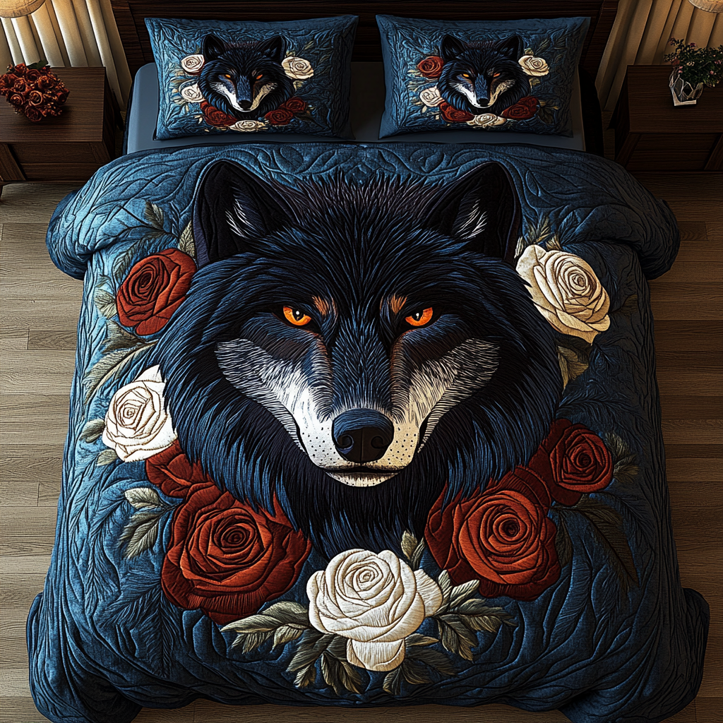 Moonlit Howl 3-Piece Quilted Bedding Set - Single (59" x 70")