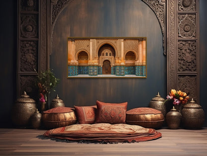 Moorish Architecture Moroccan Framed Canvas Wall Art
