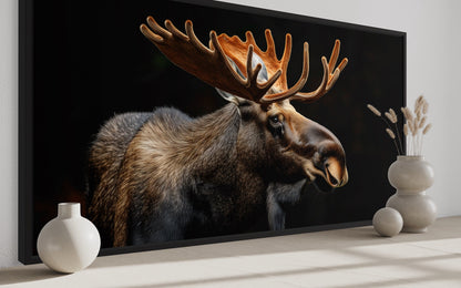 Moose Wall Art – Extra Large Framed Canvas for Rustic Cabin Decor