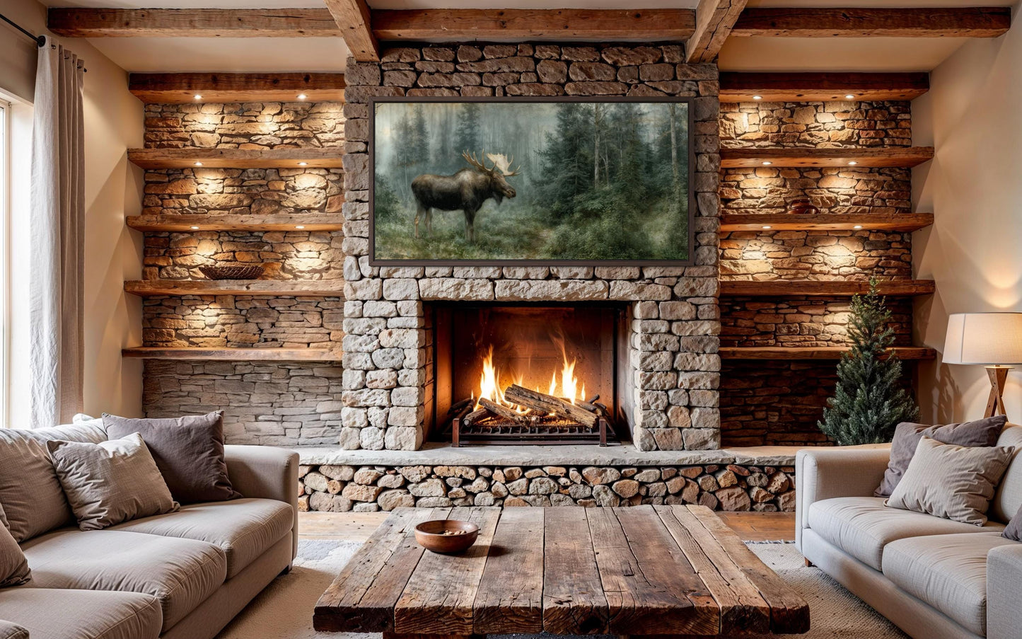 Moose Wall Art - Rustic Cabin Decor Wildlife Canvas Print | Woodland Animal Artwork