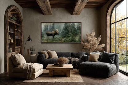 Moose Wall Art - Rustic Cabin Decor Wildlife Canvas Print | Woodland Animal Artwork