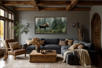 Moose Wall Art - Rustic Cabin Decor Wildlife Canvas Print | Woodland Animal Artwork
