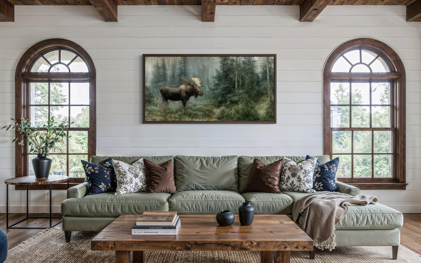 Moose Wall Art - Rustic Cabin Decor Wildlife Canvas Print | Woodland Animal Artwork