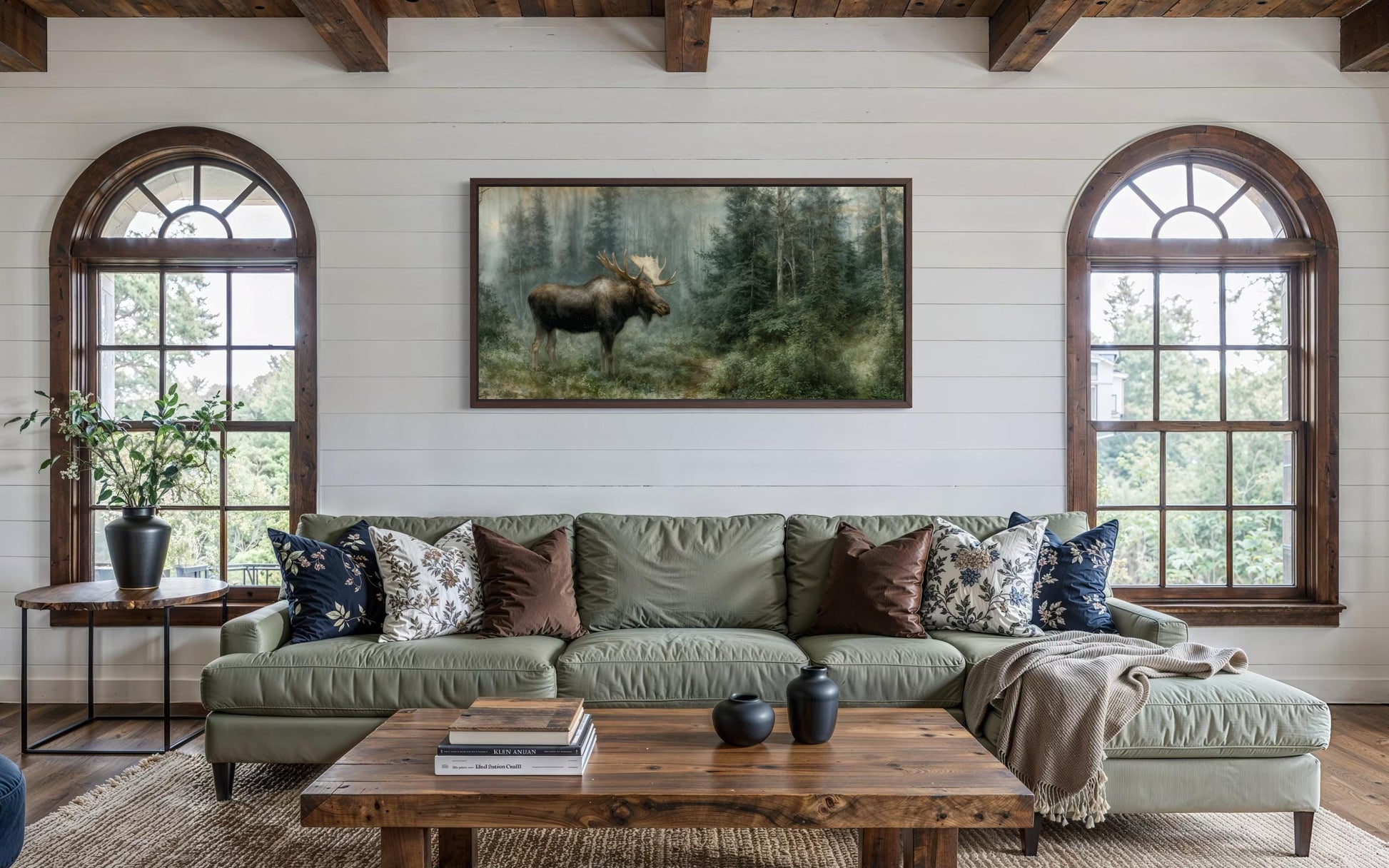 Moose Wall Art - Rustic Cabin Decor Wildlife Canvas Print | Woodland Animal Artwork