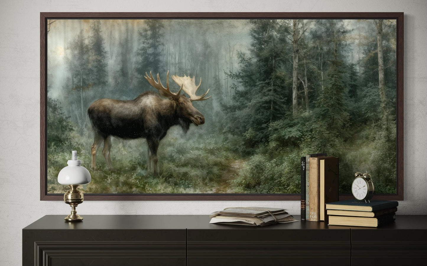 Moose Wall Art - Rustic Cabin Decor Wildlife Canvas Print | Woodland Animal Artwork