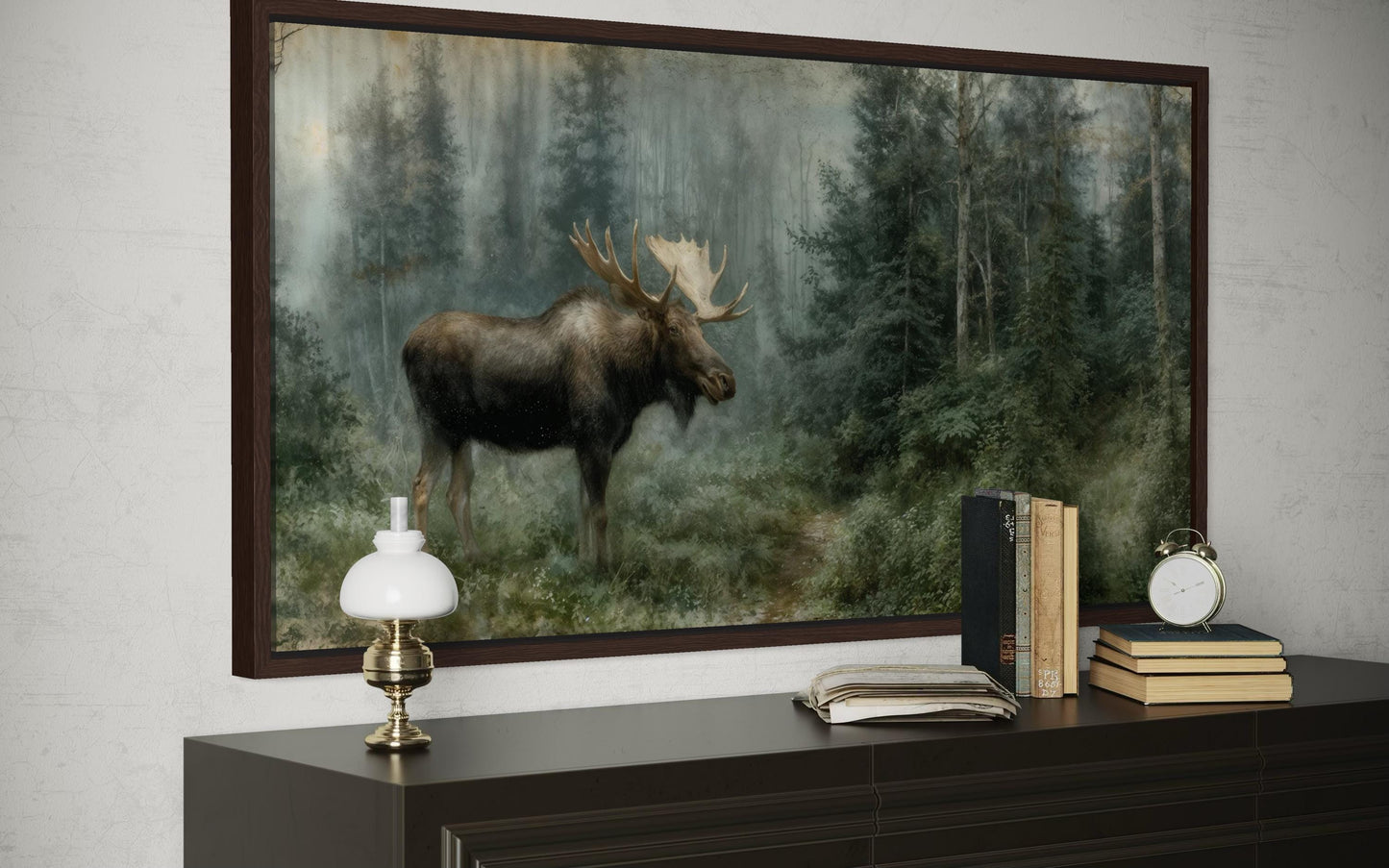 Moose Wall Art - Rustic Cabin Decor Wildlife Canvas Print | Woodland Animal Artwork