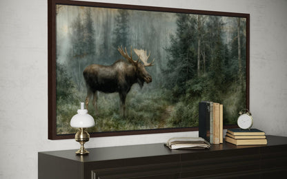Moose Wall Art - Rustic Cabin Decor Wildlife Canvas Print | Woodland Animal Artwork