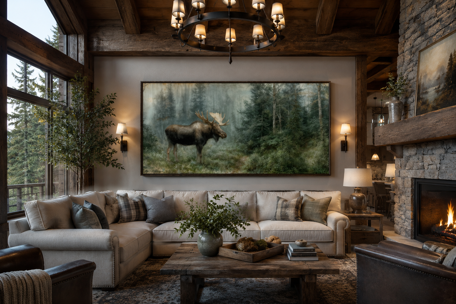 Moose Wall Art - Rustic Cabin Decor Wildlife Canvas Print | Woodland Animal Artwork