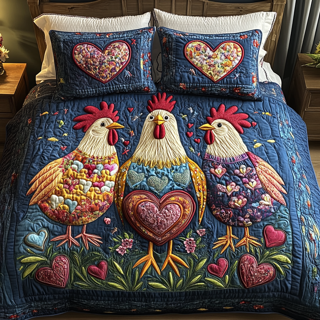 Morning Glory 3-Piece Quilted Bedding Set - Single (59" x 70")