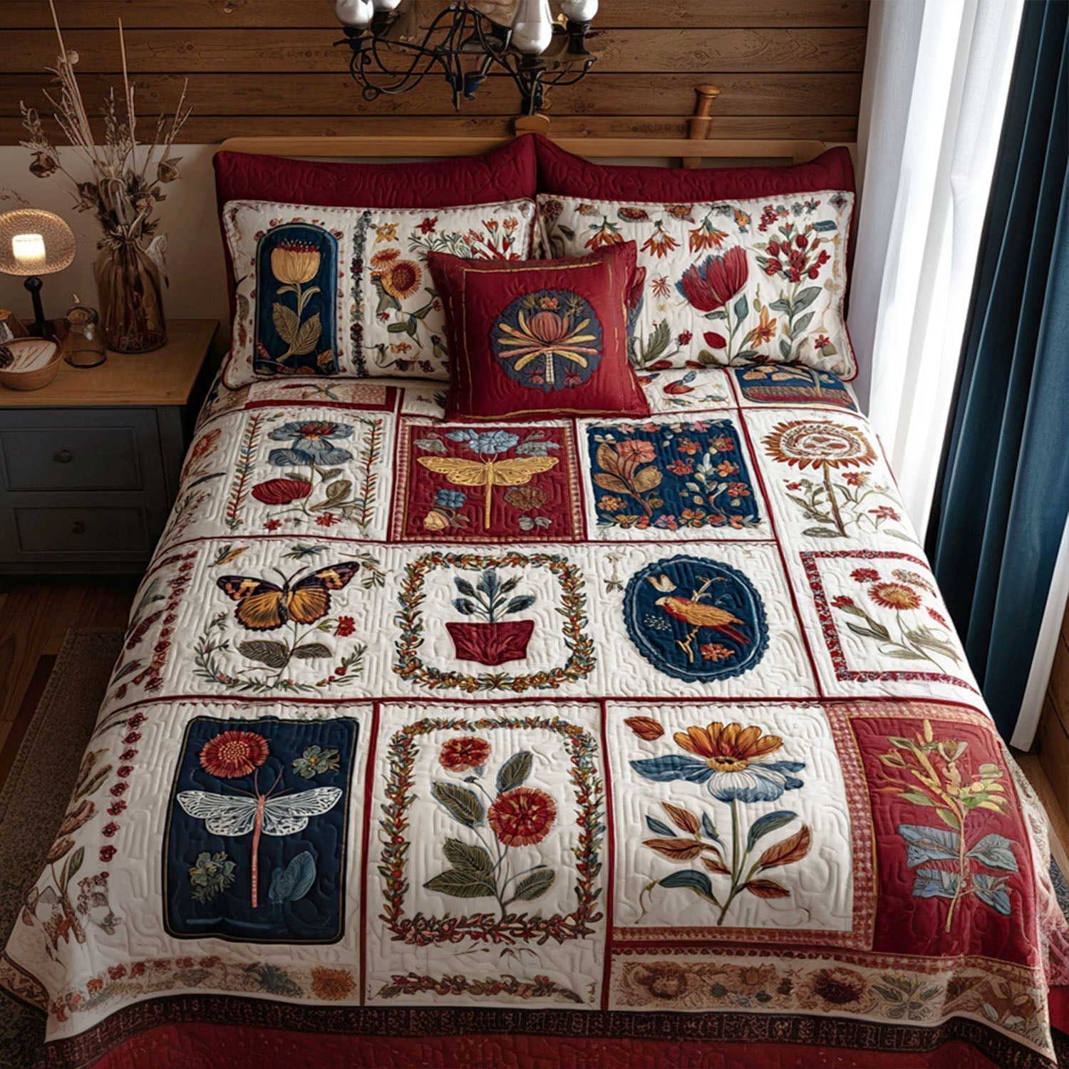 Morning Petals 3-Piece Quilted Bedding Set - Single (59" x 70")