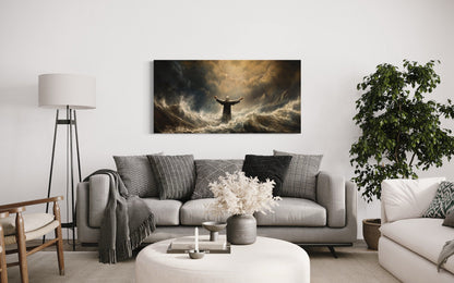 Moses Parting The Sea Framed Canvas Wall Art