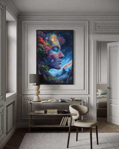 Mother Nature Cosmic Tree Framed Canvas Wall Art