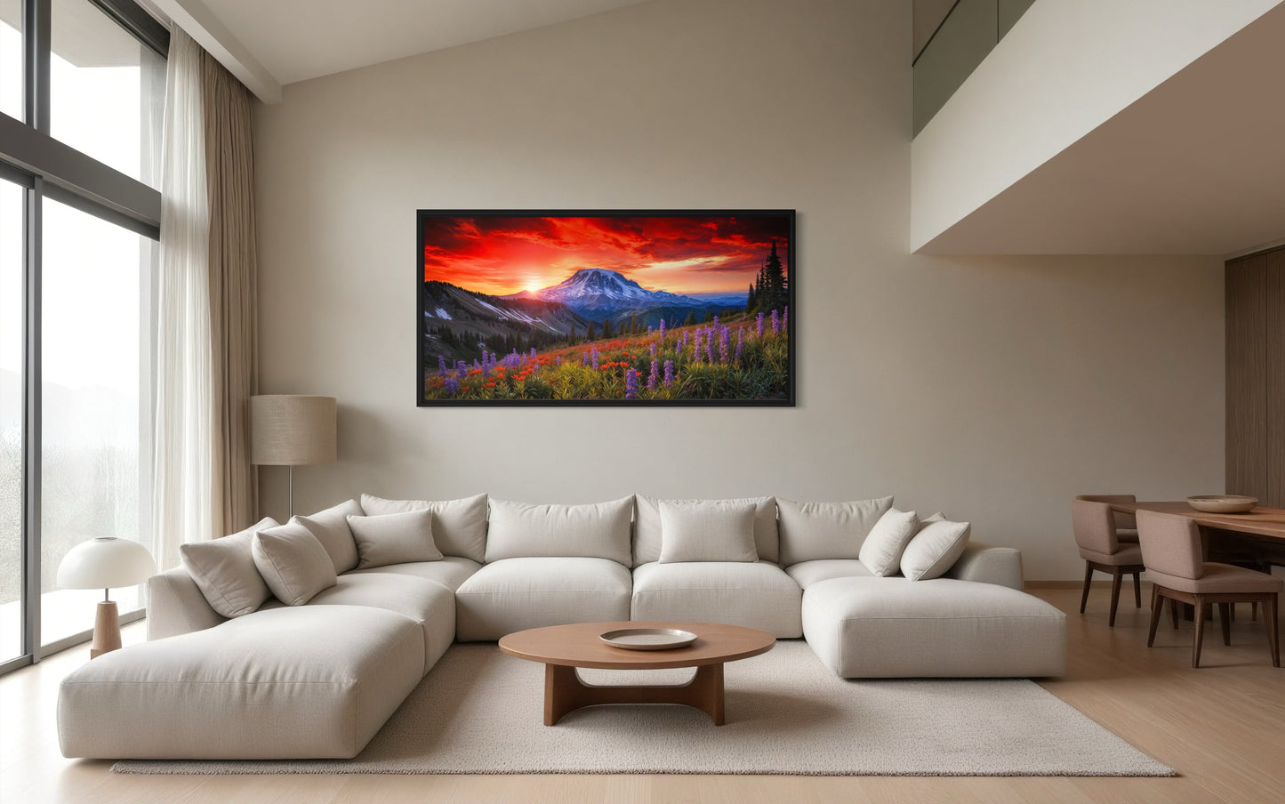 Mount Rainier Wall Art – Wildflower Canvas Print | Rustic Mountain Nature Decor