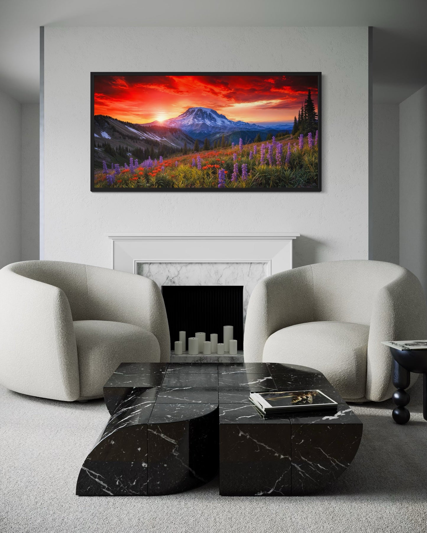 Mount Rainier Wall Art – Wildflower Canvas Print | Rustic Mountain Nature Decor