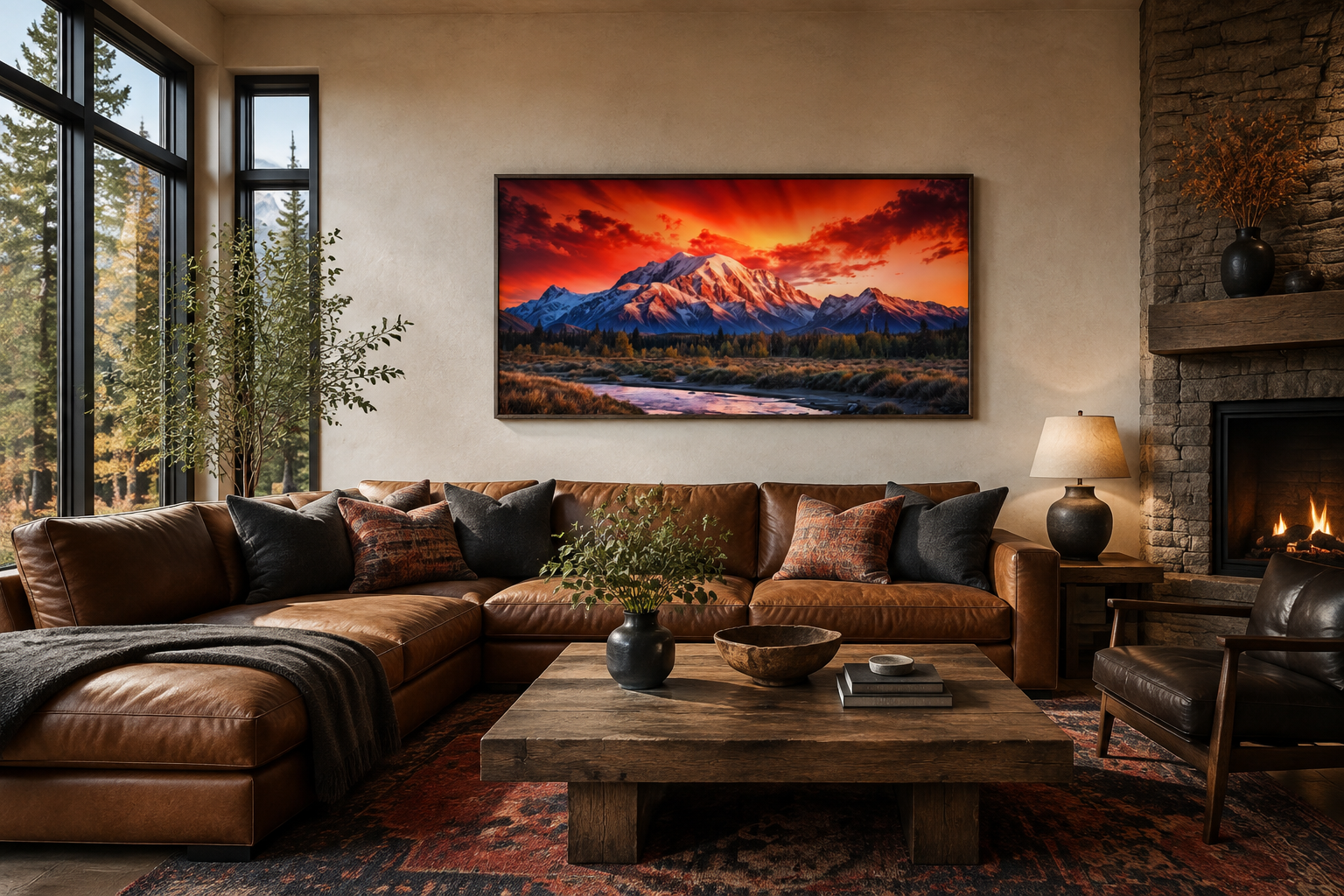 Denali National Park Wall Art – Framed Sunset Canvas | Mountain Landscape Decor