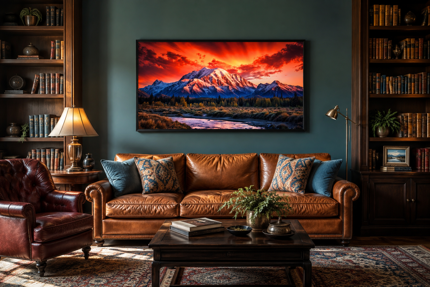 Denali National Park Wall Art – Framed Sunset Canvas | Mountain Landscape Decor