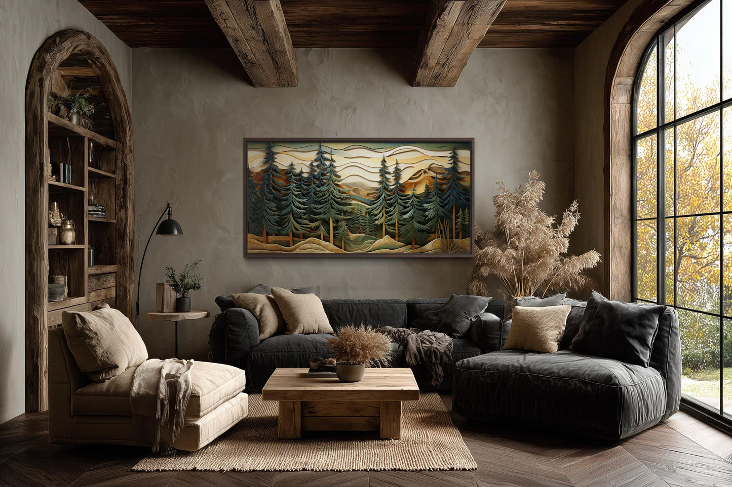 Mountain Forest Wall Art - Rustic Cabin Decor With Pine Tree Artwork Canvas Print