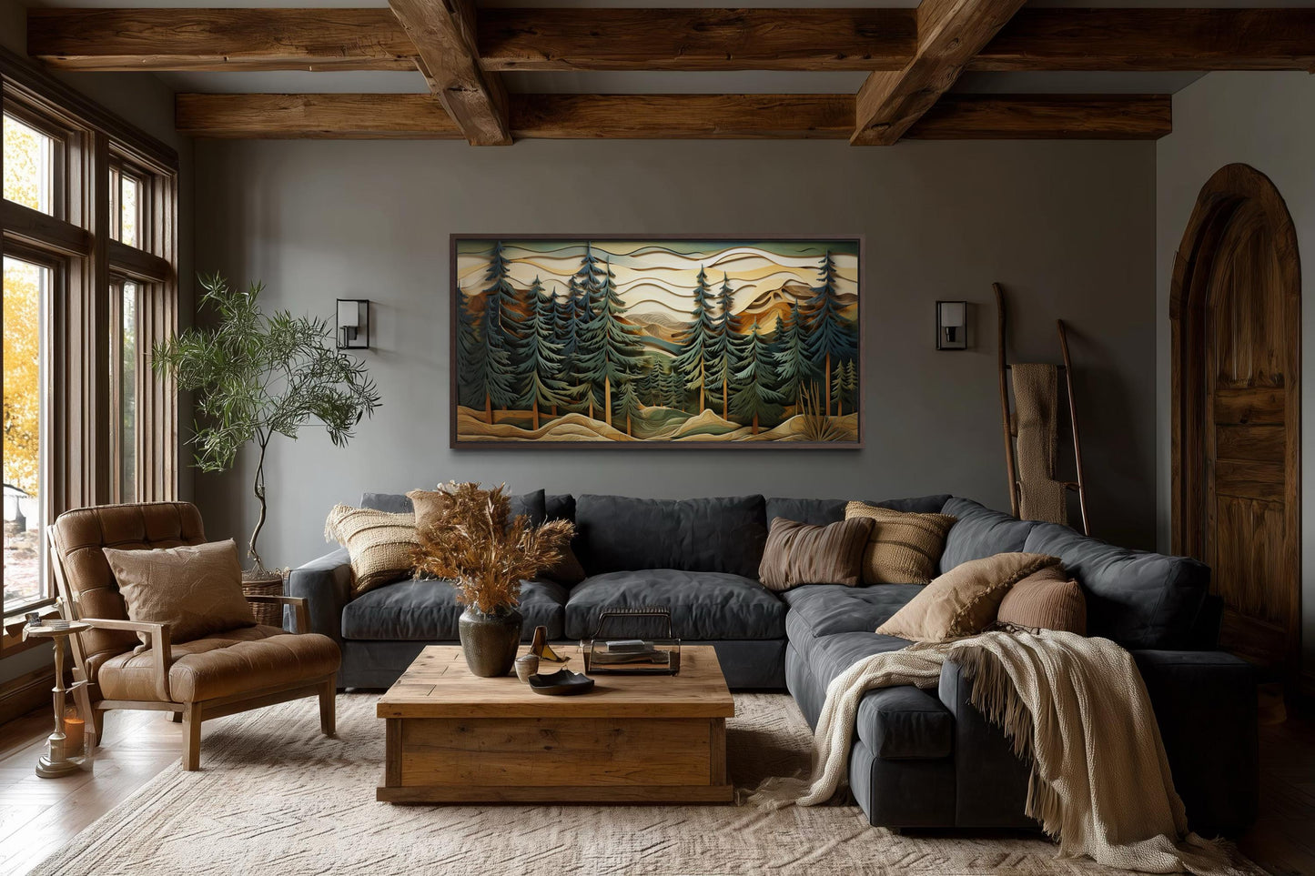 Mountain Forest Wall Art - Rustic Cabin Decor With Pine Tree Artwork Canvas Print
