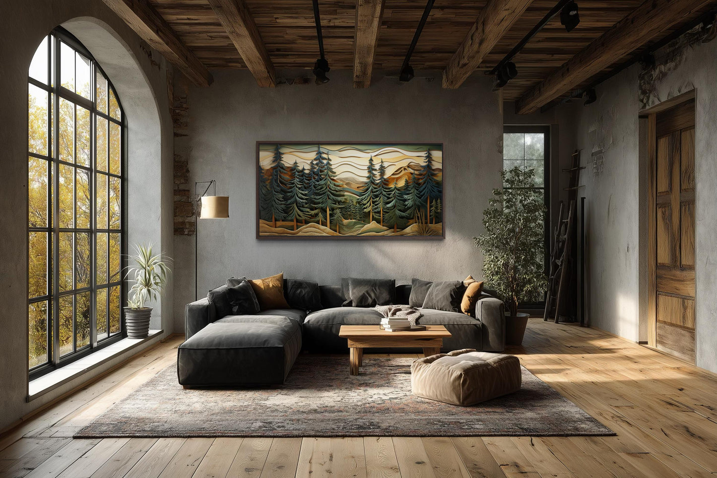 Mountain Forest Wall Art - Rustic Cabin Decor With Pine Tree Artwork Canvas Print