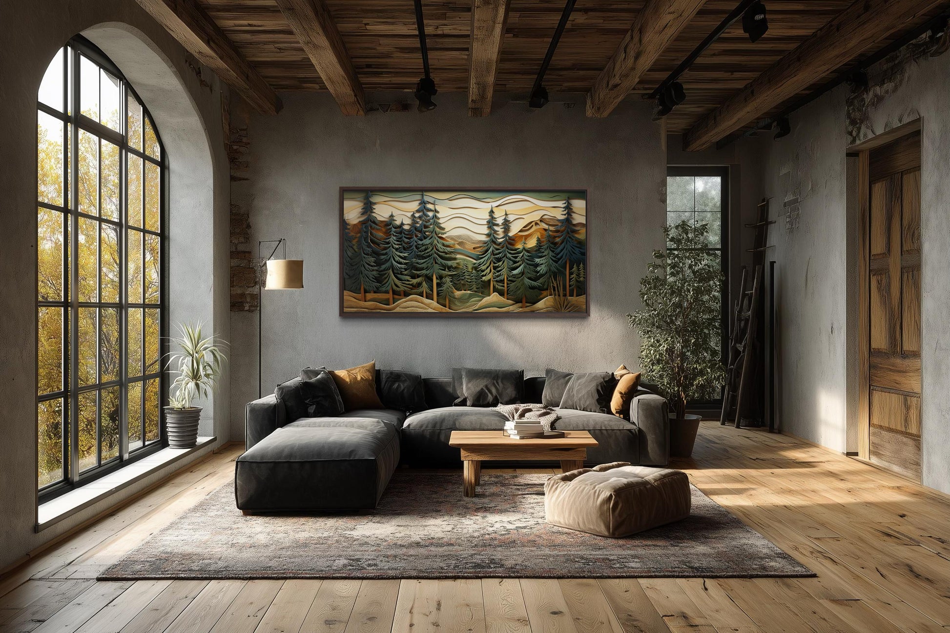 Mountain Forest Wall Art - Rustic Cabin Decor With Pine Tree Artwork Canvas Print