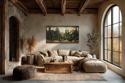 Mountain Forest Wall Art - Rustic Cabin Decor With Pine Tree Artwork Canvas Print