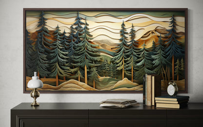 Mountain Forest Wall Art - Rustic Cabin Decor With Pine Tree Artwork Canvas Print