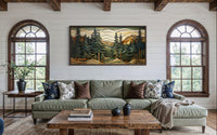 Mountain Forest Wall Art - Rustic Cabin Decor With Pine Tree Artwork Canvas Print