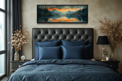 Mountain Lake Sunset Horizontal Sunset Nature Landscape Mens Bedroom Wall Art Above Bed
